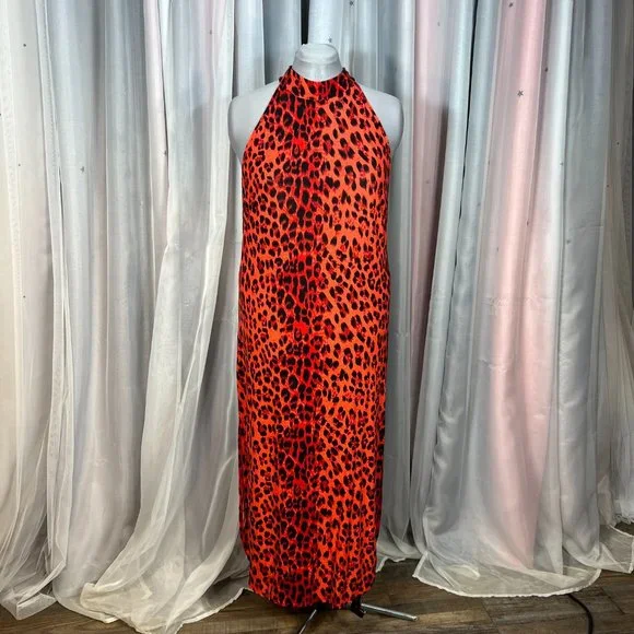 Long Red Leopard Print Dress, XXL - Picture 1 of 10